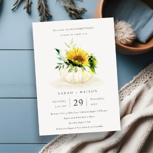 Carte De Remerciements Citrouille de tournesol rustique Floral Fiançaille