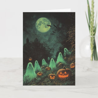 CARTE DE REMERCIEMENTS CITROUILLE D'HALLOWEEN AVEC DES FANTÔMES