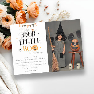 Carte De Remerciements Citrouille d'Halloween Little Boo Enfants Photo An