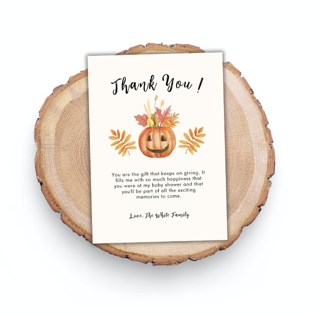 Carte De Remerciements Citrouille Fleur Halloween Baby shower d'automne (Flower Pumpkin Halloween Fall Baby Shower Thank You Card)