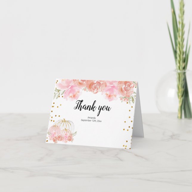 Carte de remerciements Citrouille floral (Devant)