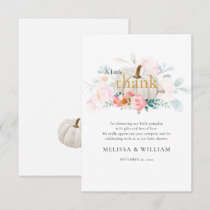 Carte De Remerciements Citrouille floral Baby shower fille chute