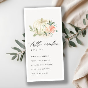 Carte De Remerciements Citrouille floral flou - Numéro de tableau