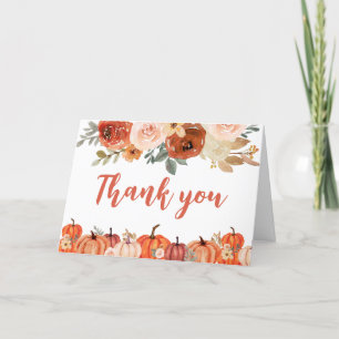 Carte De Remerciements Citrouille Floral Orange Brûlé