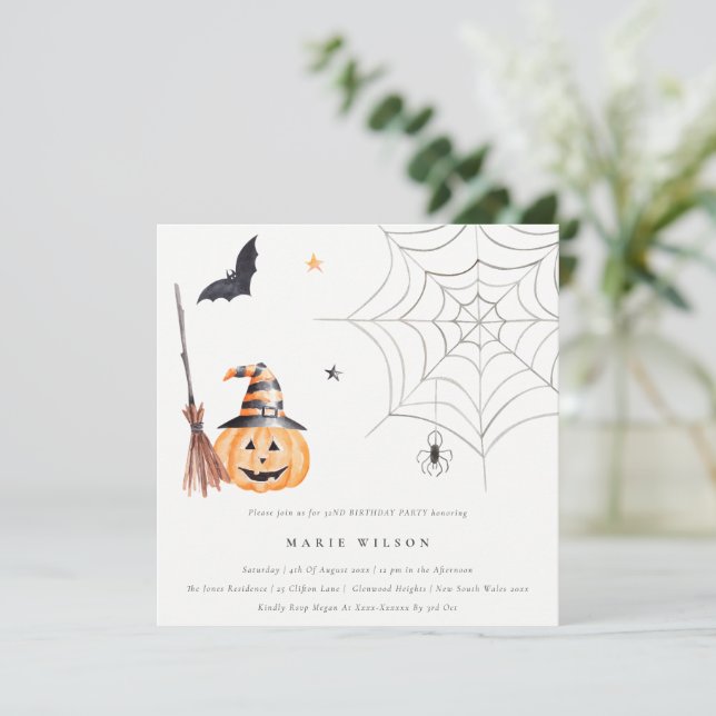 Carte De Remerciements Citrouille Halloween Éffrayant N'importe quel âge  (Debout devant)