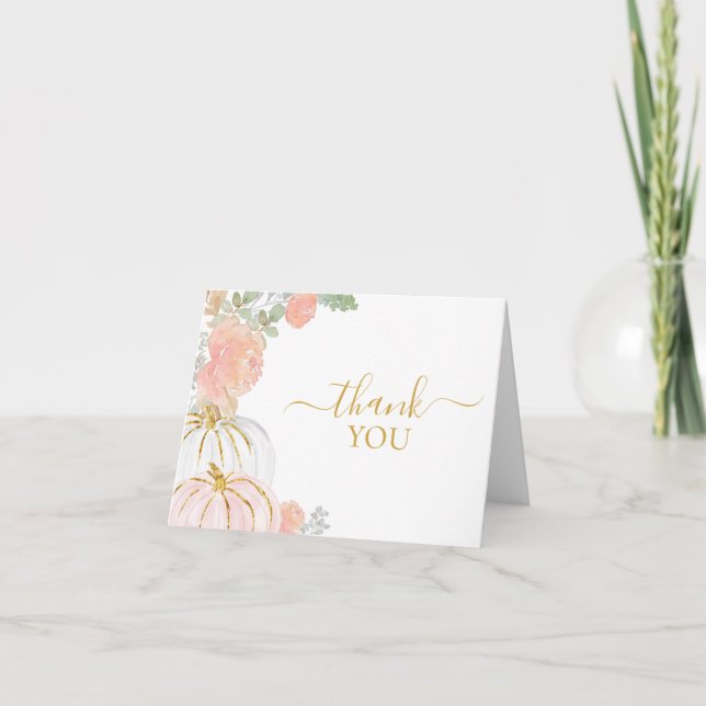 Carte de remerciements Citrouille rose (Devant)