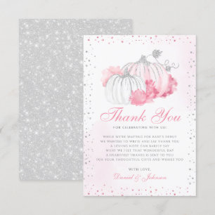 Carte De Remerciements Citrouille rose automne mignon automne Baby shower