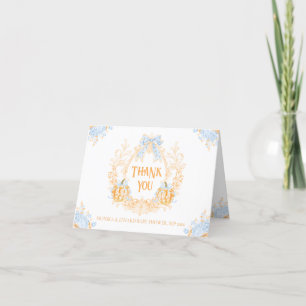 Carte De Remerciements Citrouille Toile Crest Elegant Baby shower garçon