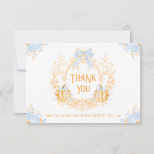 Carte De Remerciements Citrouille Toile Crest Elegant Baby shower garçon