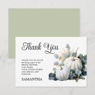 Carte De Remerciements Citrouilles blanches et eucalyptus verts Baby Show