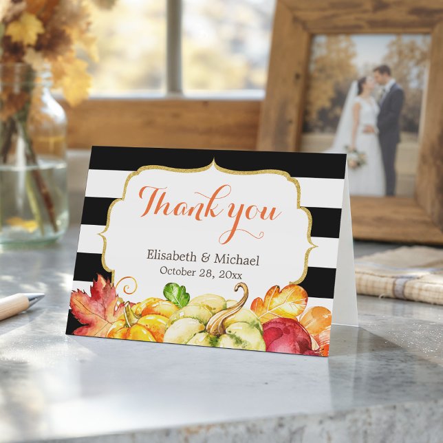 Carte De Remerciements Citrouilles de feuilles d'érable de l'automne Merc (Créateur téléchargé)