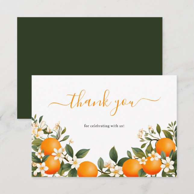 Carte De Remerciements Citrus botanique orange de Little Cutie (Devant / Derrière)