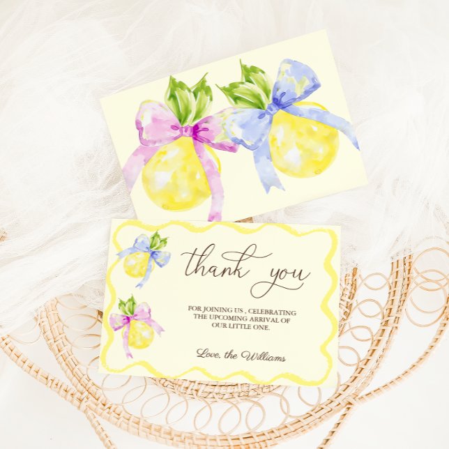 Carte De Remerciements Citrus citron bébé douche Sexe Révélation (Créateur téléchargé)