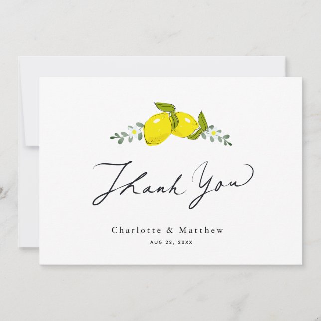 Carte De Remerciements Citrus citron Floral Mariage (Devant)