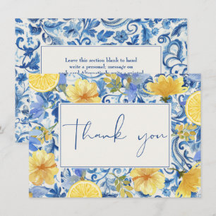 Carte De Remerciements Citrus citron principal presser bleu douche de nup