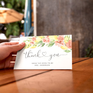 Carte De Remerciements Citrus de citron et Fête des mariées florale