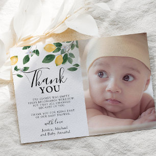 Carte De Remerciements Citrus doux Citron et Baby shower vert Photo