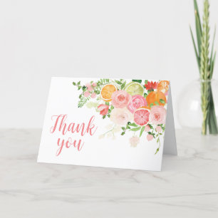 Carte De Remerciements Citrus rose Floral Orange