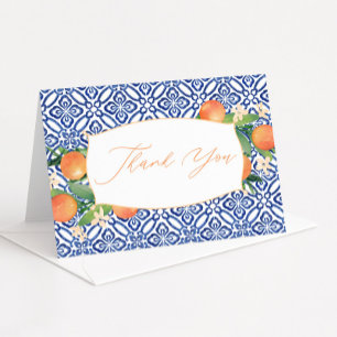 Carte De Remerciements Citrus Sinensis Vert Bleu Blanc Positano Carrelage