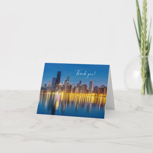 Carte de remerciements Cityscape de Chicago Dawn (Devant)