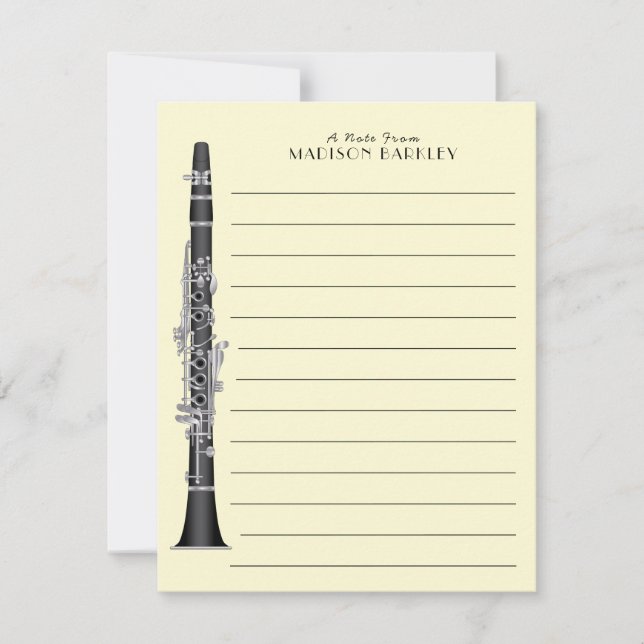 Carte De Remerciements Clarinet Music Teacher Band Musicien (Devant)