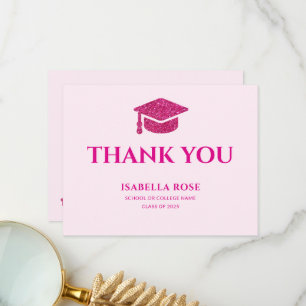 Carte De Remerciements Classe chic élégante de 2025 Hot rose