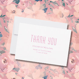 Carte De Remerciements Classe de 2025 Jote Rose Typographie Graduation