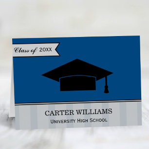 Carte De Remerciements Classe moderne de 2023 Dark Blue Custom Graduation