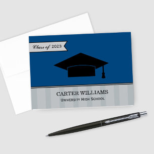 Carte De Remerciements Classe moderne de 2023 Dark Blue Custom Graduation