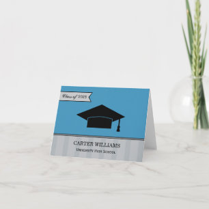 Carte De Remerciements Classe moderne de 2024 Sky Blue Custom Graduation