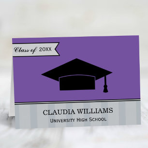 Carte De Remerciements Classe moderne de 2025 Purple Custom Graduation