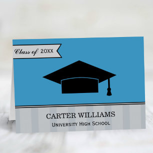 Carte De Remerciements Classe moderne de 2025 Sky Blue Custom Graduation