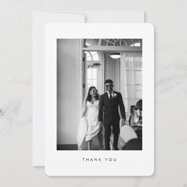 Carte De Remerciements Classic Black & White Wedding Rounded  (Devant)