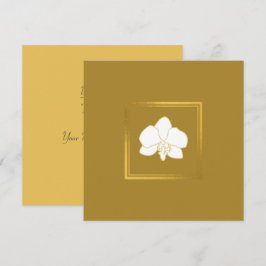 Carte De Remerciements Classic Blanc Or Flower Elegant Golden Backgaund