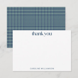 Carte De Remerciements Classic Bleu Retro Glen Plaid Baby shower personna