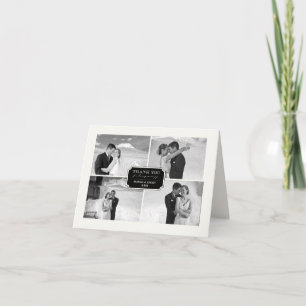 Carte De Remerciements Classic Book Plate 4 Multi Photo Mariage élégant