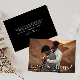 Carte De Remerciements Classic Elegance Love and Thanks Black Photo