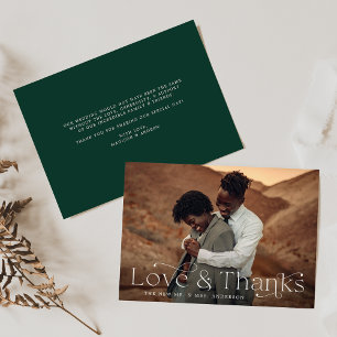 Carte De Remerciements Classic Elegance Love and Thanks Green Photo