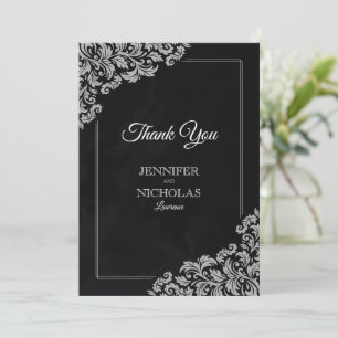 Carte De Remerciements Classic élégant avec ornements floraux pour Mariag