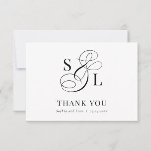 Carte De Remerciements Classic Élégant Calligraphie Monogramme Mariage