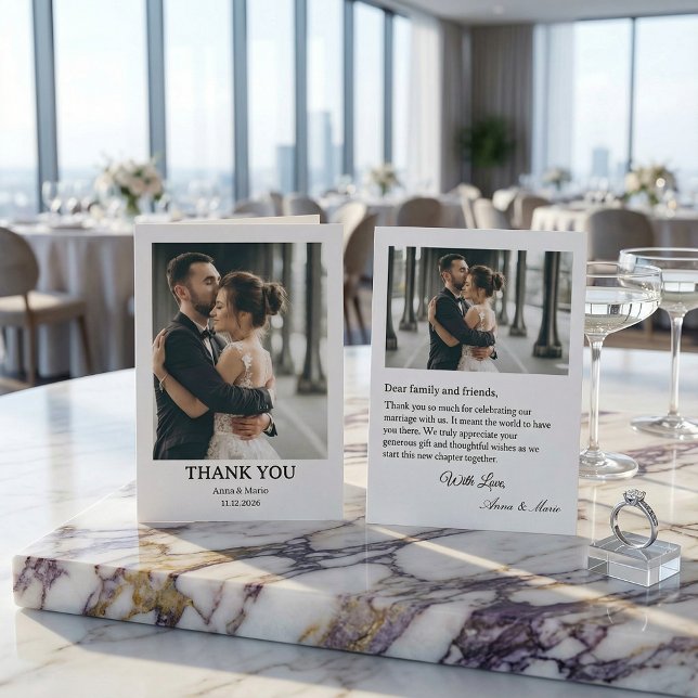 Carte De Remerciements Classic Formal Wedding Photo Thank You Card (Créateur téléchargé)