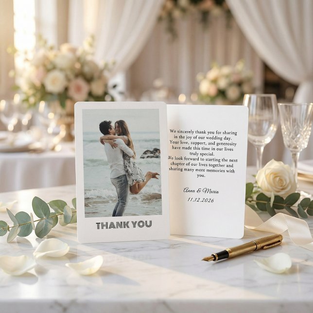 Carte De Remerciements Classic Formal Wedding Photo Thank You Card (Créateur téléchargé)