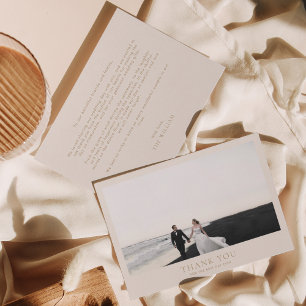 Carte De Remerciements Classic Gold Horizontal Mariage photo romantique