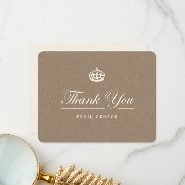 Carte De Remerciements Classic Keep Calm Brown Kraft fête d'anniversaire  (Devant/Arrière en situation)