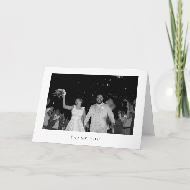 Carte De Remerciements Classic Minimalist Wedding Photo Folded  (Devant)