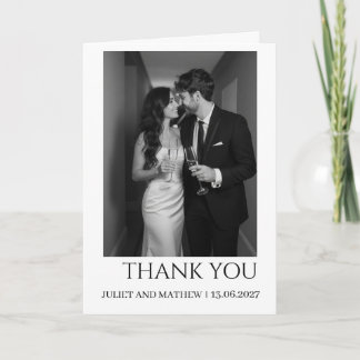 Carte De Remerciements Classique Élégant couple Photo Mariage Plié
