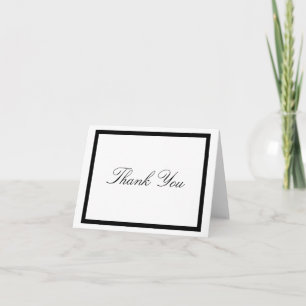 Carte De Remerciements Classique Élégant Simple Bordure Noir Blanc Occasi