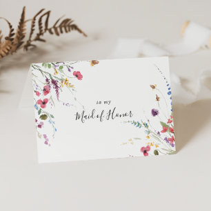Carte De Remerciements Classique Fleurs Sauvages Colorées de Mariage 