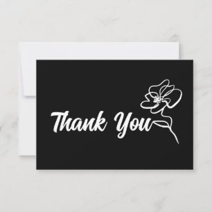 Carte De Remerciements Classique gothique Pure Black Floral Croquis