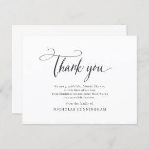 Carte De Remerciements Classique Mémorial Simple Typographie Cursive